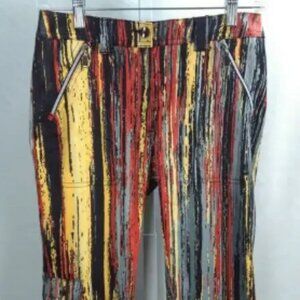 NWT Jamie Sadock Bright Red Yellow Multicolor Knee Pants sz 2 Golf Capri Golfing